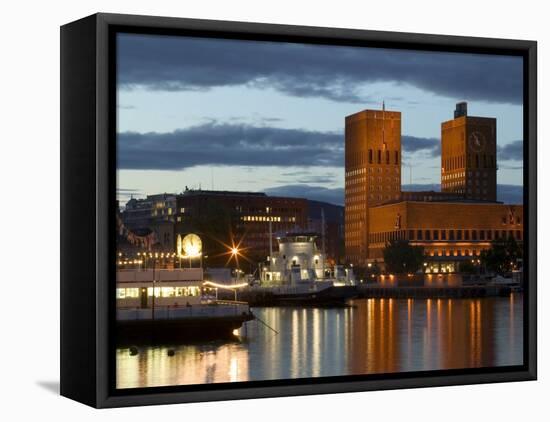 Town Hall from Aker Brygge, Norway-Russell Young-Framed Premier Image Canvas