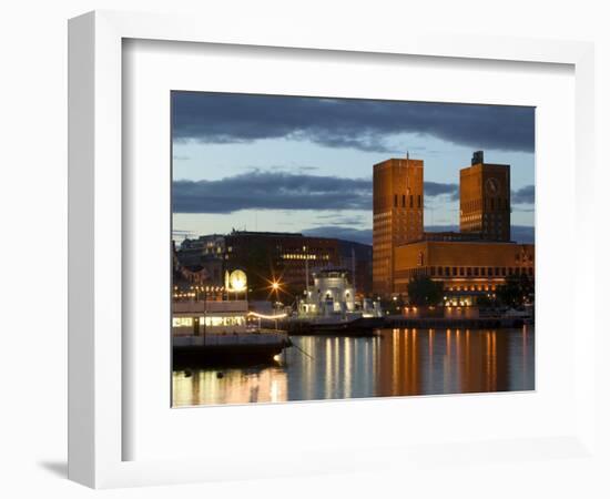 Town Hall from Aker Brygge, Norway-Russell Young-Framed Photographic Print