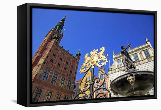 Town Hall of Rechtstadt District on Long Market, Gdansk, Gdansk, Pomerania, Poland, Europe-Hans-Peter Merten-Framed Premier Image Canvas