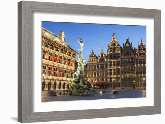 Town Hall (Stadhuis) and guild houses in Main Market Square, Antwerp, Flanders, Belgium, Europe-Ian Trower-Framed Photographic Print