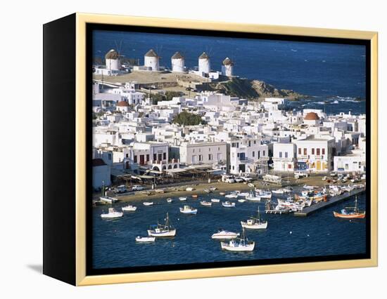 Town, Harbour and Windmills, Mykonos Town, Island of Mykonos, Cyclades, Greece-Lee Frost-Framed Premier Image Canvas