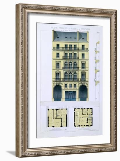 Town House of Italians in Paris, from 'Town and Country Houses Based on the Modern Houses of Paris'-Leon Isabey-Framed Giclee Print