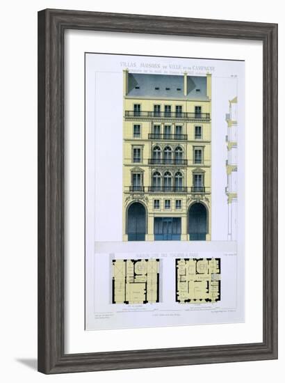 Town House of Italians in Paris, from 'Town and Country Houses Based on the Modern Houses of Paris'-Leon Isabey-Framed Giclee Print