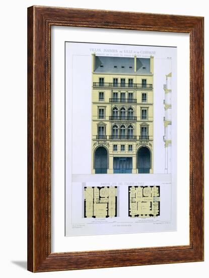 Town House of Italians in Paris, from 'Town and Country Houses Based on the Modern Houses of Paris'-Leon Isabey-Framed Giclee Print