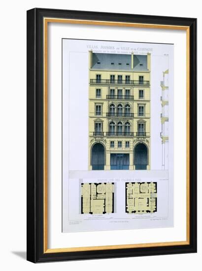 Town House of Italians in Paris, from 'Town and Country Houses Based on the Modern Houses of Paris'-Leon Isabey-Framed Giclee Print