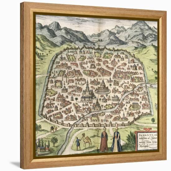 Town Map of Damascus, Syria, 1620-null-Framed Premier Image Canvas