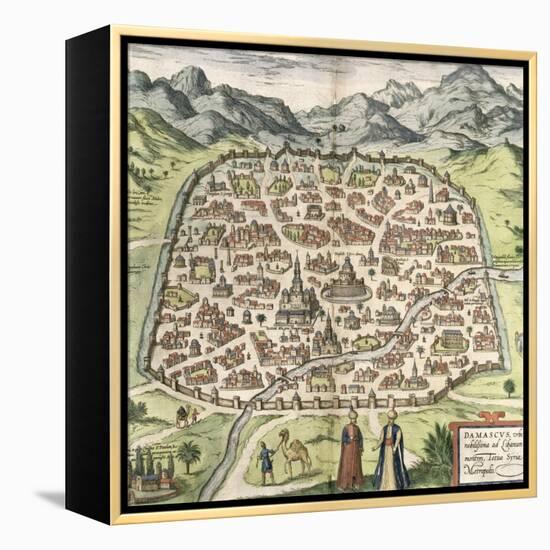 Town Map of Damascus, Syria, 1620-null-Framed Premier Image Canvas