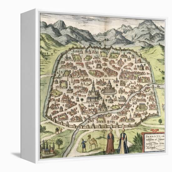 Town Map of Damascus, Syria, 1620-null-Framed Premier Image Canvas