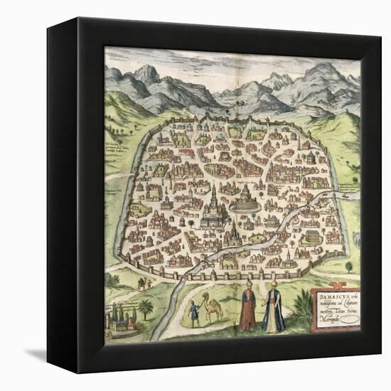 Town Map of Damascus, Syria, 1620-null-Framed Premier Image Canvas