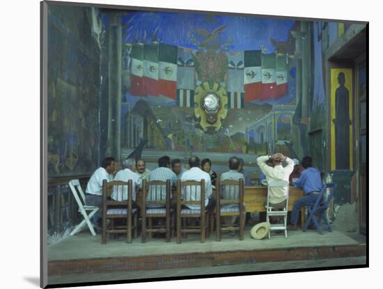 Town Meeting with Murals by Rodolfo Morales, Oaxaca, Mexico-Judith Haden-Mounted Photographic Print