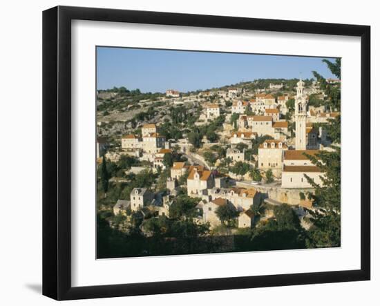 Town of Lozisca Above Steep Ravine, Lozisca, Brac Island, Dalmatia, Croatia-Ken Gillham-Framed Photographic Print