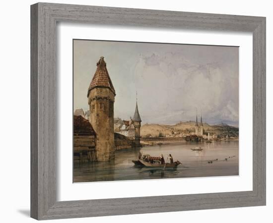 Town of Lucerne, on the lake of Quatre Cantons, 1838 watercolor-William Callow-Framed Giclee Print