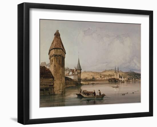 Town of Lucerne, on the lake of Quatre Cantons, 1838 watercolor-William Callow-Framed Giclee Print