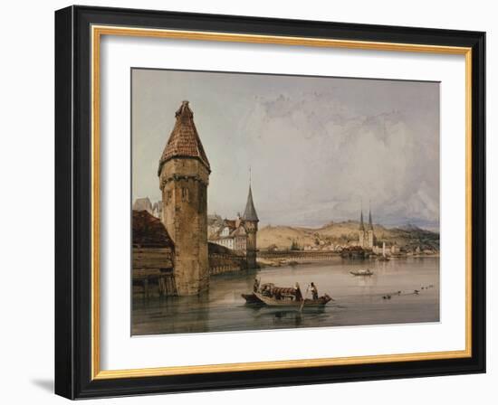 Town of Lucerne, on the lake of Quatre Cantons, 1838 watercolor-William Callow-Framed Giclee Print