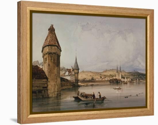Town of Lucerne, on the lake of Quatre Cantons, 1838 watercolor-William Callow-Framed Premier Image Canvas