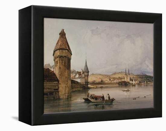 Town of Lucerne, on the lake of Quatre Cantons, 1838 watercolor-William Callow-Framed Premier Image Canvas