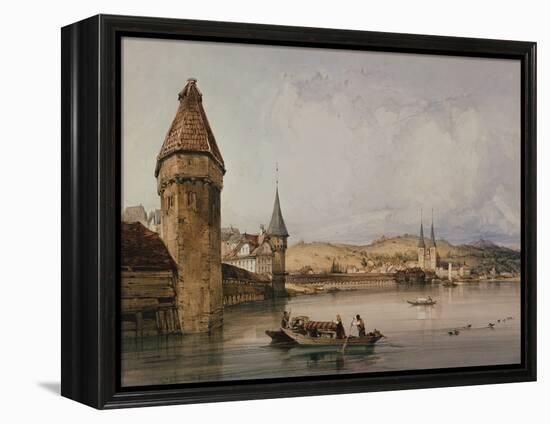 Town of Lucerne, on the lake of Quatre Cantons, 1838 watercolor-William Callow-Framed Premier Image Canvas