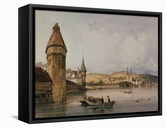 Town of Lucerne, on the lake of Quatre Cantons, 1838 watercolor-William Callow-Framed Premier Image Canvas