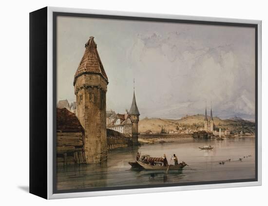 Town of Lucerne, on the lake of Quatre Cantons, 1838 watercolor-William Callow-Framed Premier Image Canvas