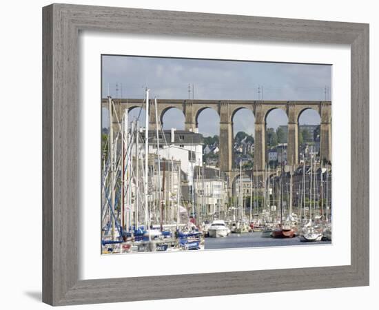 Town of Morlaix and its Viaduct, North Finistere, Brittany, France, Europe-De Mann Jean-Pierre-Framed Photographic Print