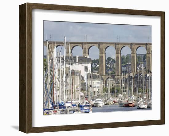 Town of Morlaix and its Viaduct, North Finistere, Brittany, France, Europe-De Mann Jean-Pierre-Framed Photographic Print