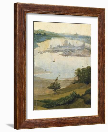 Town on Island in Lake, from Adoration of the Magi, Tripytch, C.1495-Hieronymus Bosch-Framed Giclee Print