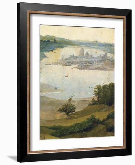 Town on Island in Lake, from Adoration of the Magi, Tripytch, C.1495-Hieronymus Bosch-Framed Giclee Print