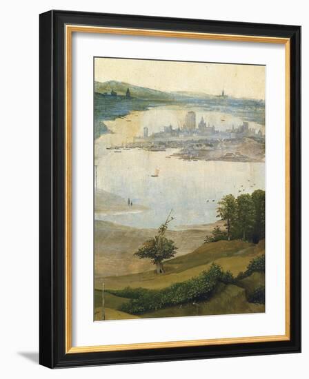 Town on Island in Lake, from Adoration of the Magi, Tripytch, C.1495-Hieronymus Bosch-Framed Giclee Print