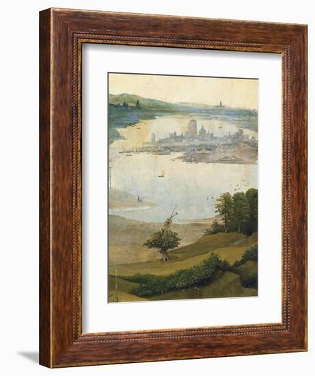 Town on Island in Lake, from Adoration of the Magi, Tripytch, C.1495-Hieronymus Bosch-Framed Giclee Print