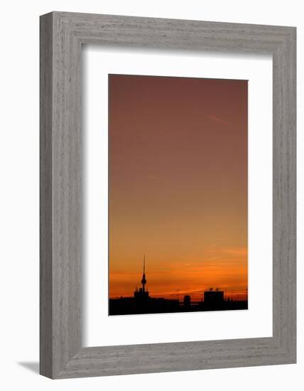 Town panorama at sundown, Berlin, Germany-Michael Hartmann-Framed Photographic Print