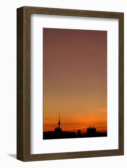 Town panorama at sundown, Berlin, Germany-Michael Hartmann-Framed Photographic Print