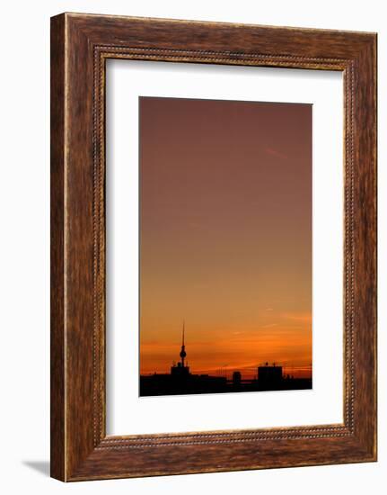 Town panorama at sundown, Berlin, Germany-Michael Hartmann-Framed Photographic Print