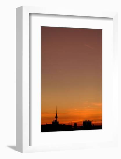 Town panorama at sundown, Berlin, Germany-Michael Hartmann-Framed Photographic Print