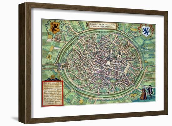 Town Plan of Bruges, from "Civitates Orbis Terrarum" by Georg Braun and Frans Hogenburg, circa 1572-Joris Hoefnagel-Framed Giclee Print