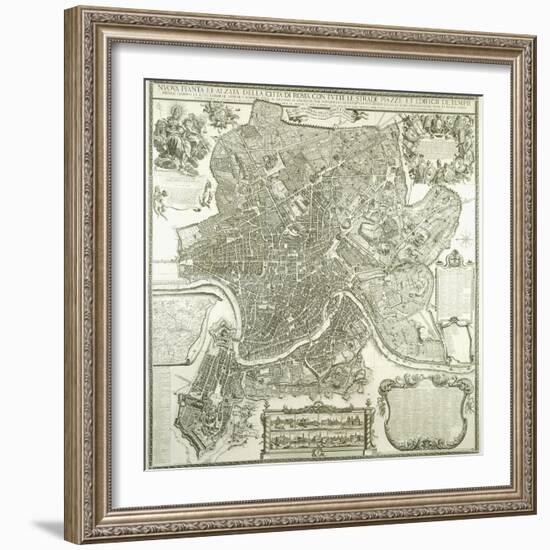 Town Plan of Rome, 1730-Giovanni Battista Falda-Framed Giclee Print