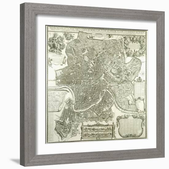 Town Plan of Rome, 1730-Giovanni Battista Falda-Framed Giclee Print