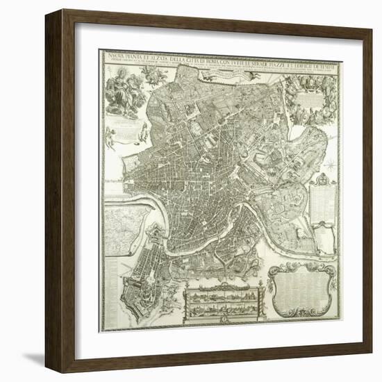 Town Plan of Rome, 1730-Giovanni Battista Falda-Framed Giclee Print