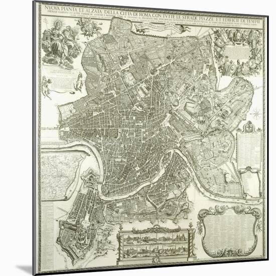 Town Plan of Rome, 1730-Giovanni Battista Falda-Mounted Giclee Print