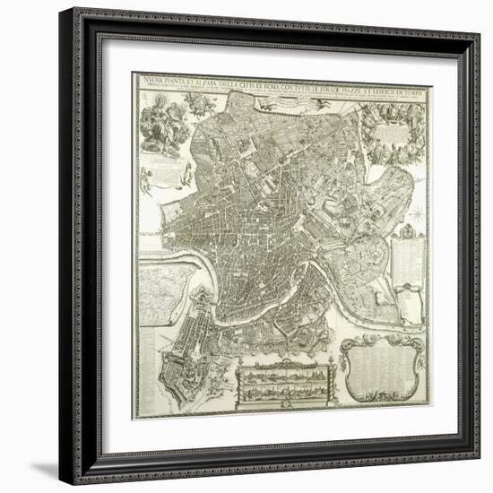 Town Plan of Rome, 1730-Giovanni Battista Falda-Framed Giclee Print
