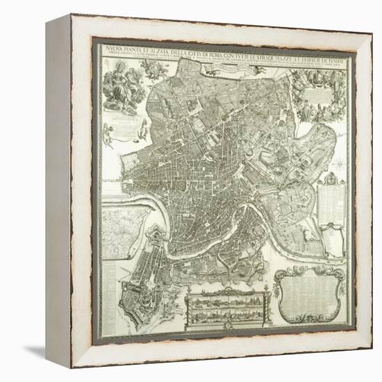 Town Plan of Rome, 1730-Giovanni Battista Falda-Framed Premier Image Canvas