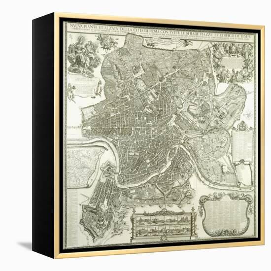 Town Plan of Rome, 1730-Giovanni Battista Falda-Framed Premier Image Canvas