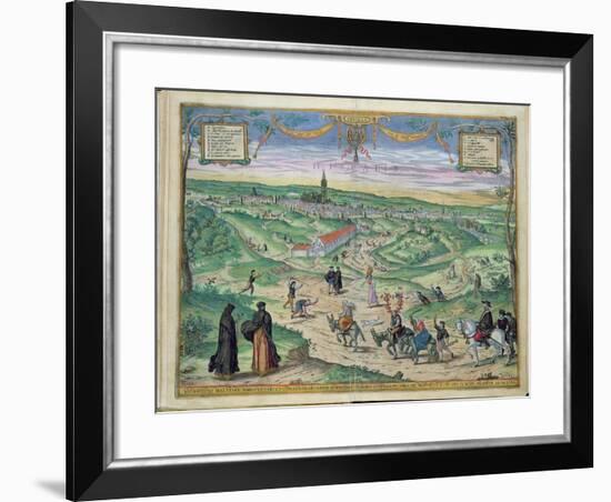 Town Plan of Seville, from Civitates Orbis Terrarum by Georg Braun-Joris Hoefnagel-Framed Giclee Print