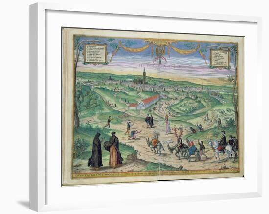 Town Plan of Seville, from Civitates Orbis Terrarum by Georg Braun-Joris Hoefnagel-Framed Giclee Print