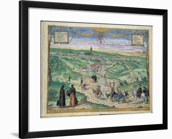 Town Plan of Seville, from Civitates Orbis Terrarum by Georg Braun-Joris Hoefnagel-Framed Giclee Print