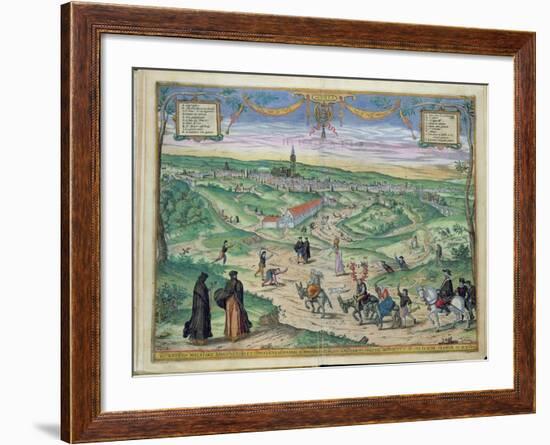 Town Plan of Seville, from Civitates Orbis Terrarum by Georg Braun-Joris Hoefnagel-Framed Giclee Print