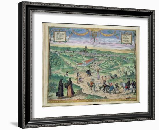 Town Plan of Seville, from Civitates Orbis Terrarum by Georg Braun-Joris Hoefnagel-Framed Giclee Print