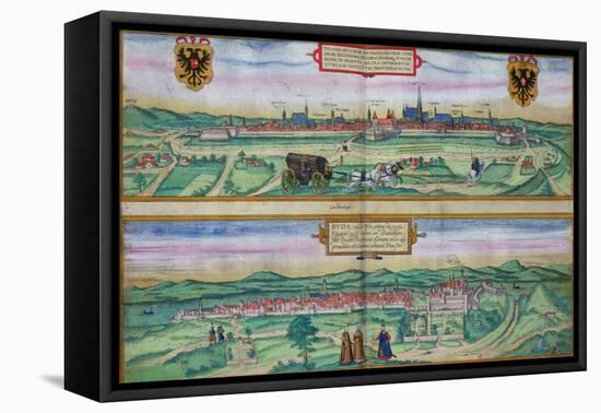 Town Plan of Vienna and Buda, from "Civitates Orbis Terrarum"-Joris Hoefnagel-Framed Premier Image Canvas