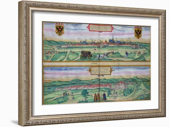 Town Plan of Vienna and Buda, from "Civitates Orbis Terrarum"-Joris Hoefnagel-Framed Giclee Print