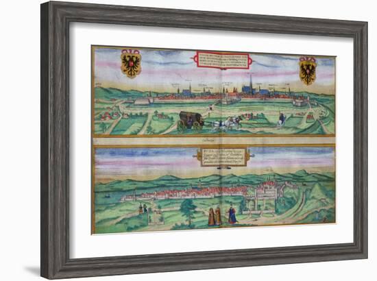 Town Plan of Vienna and Buda, from "Civitates Orbis Terrarum"-Joris Hoefnagel-Framed Giclee Print