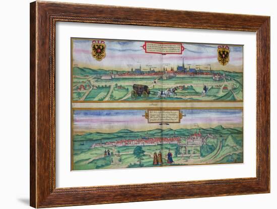 Town Plan of Vienna and Buda, from "Civitates Orbis Terrarum"-Joris Hoefnagel-Framed Giclee Print